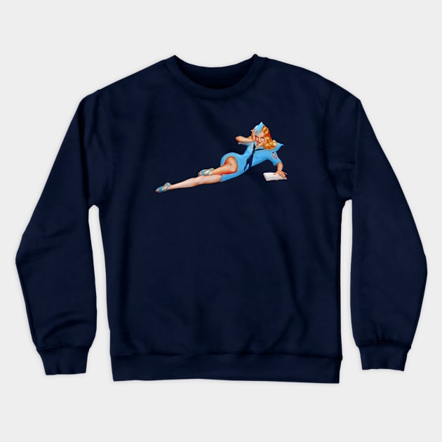 Vargas Navy Girl Crewneck Sweatshirt by mike11209